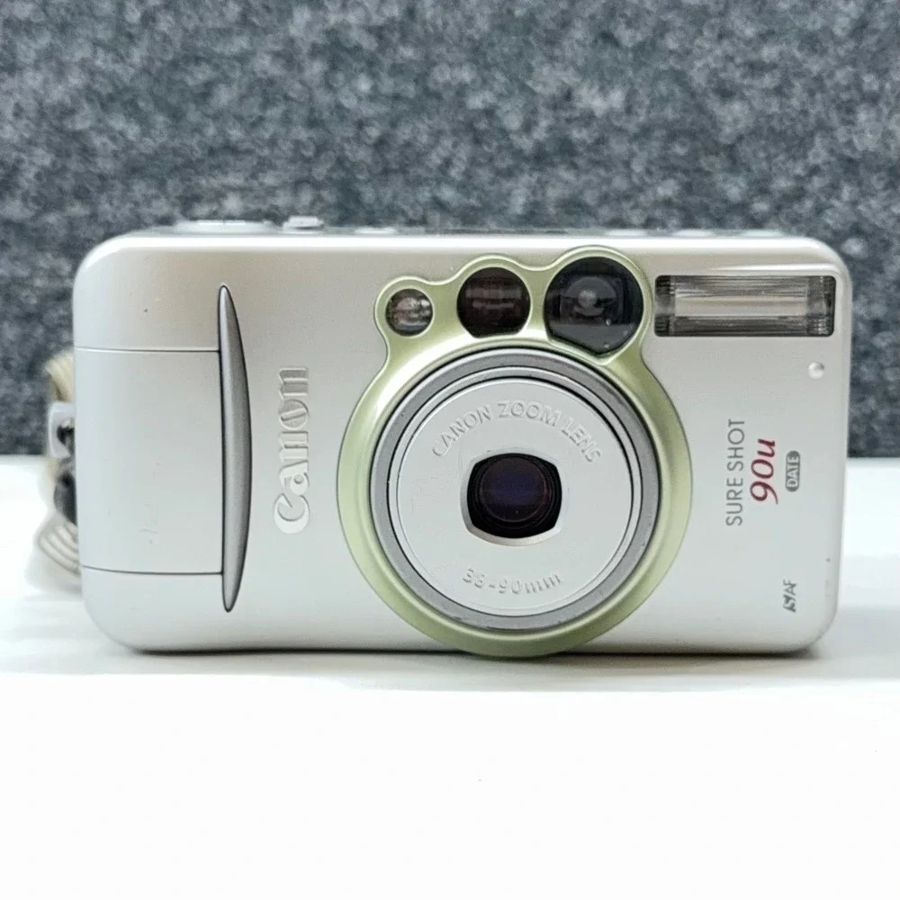 Canon Sure Shot 90u Date 35mm Film Camera 38-90mm Zoom Lens Silver with Case